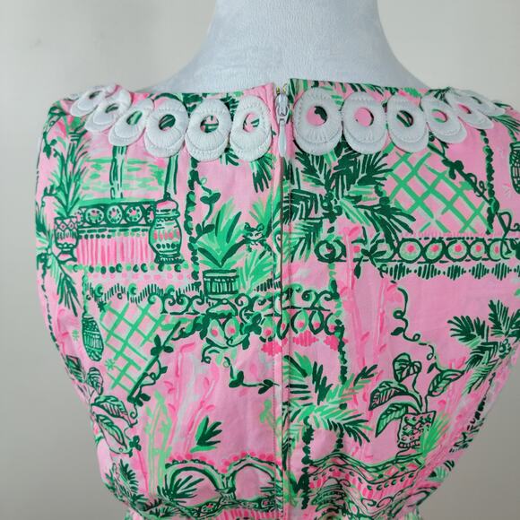 Lilly Pulitzer Shift Dress M Pink Floral Sleeveless Scallop Hem Resort Tropical - Picture 7 of 16